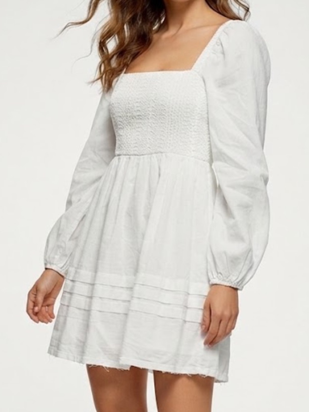 Women’s Pink Lily White Square Neck Smocked Bohemian Dress Size Medium